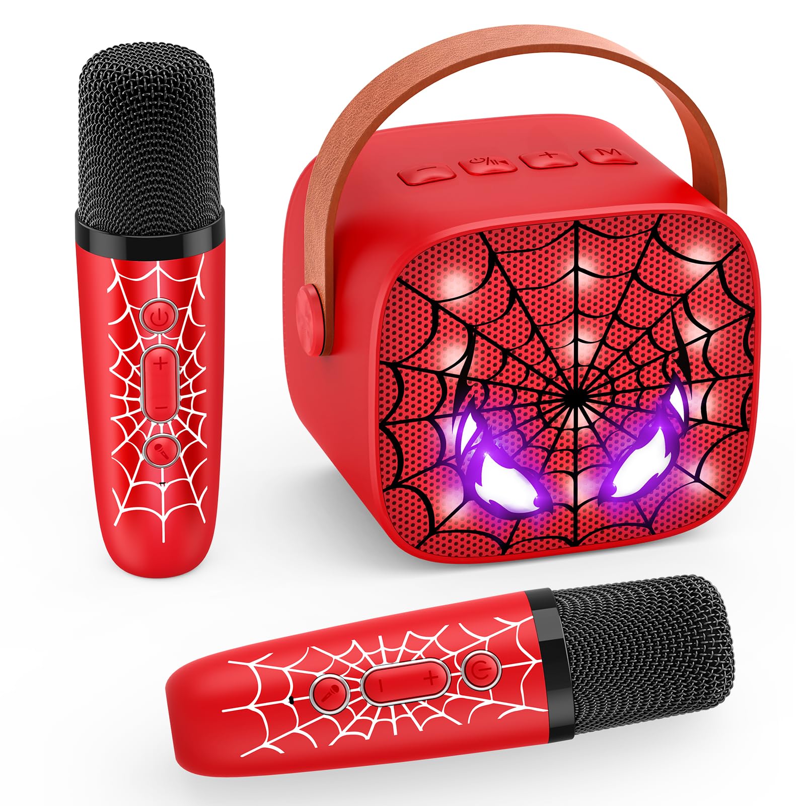 Braxel Kids Microphones,Boys Toys Age 3-12 Year Old Boys Girls Gifts Spider Kids Microphone Karaoke Machine 2 Microphones Karaoke Microphones Wireless Bluetooth Speaker Karaoke Microphones