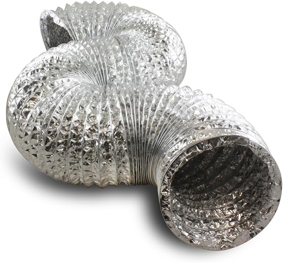HVAC Premium 6'' Inch Aluminum Hose Flexible Air Duct Pipe for Rigid HVAC Flex Ductwork- 25' Feet Long