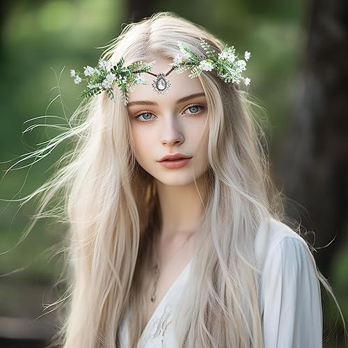 Miniatura 4 de Vivivalue Corona floral niña diadema floral diadema flor halo boda fiesta fotos