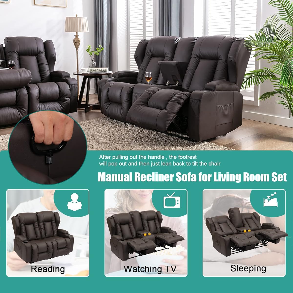 23/mo Finance SAMERY Loveseat Recliner Reclining Loveseat with