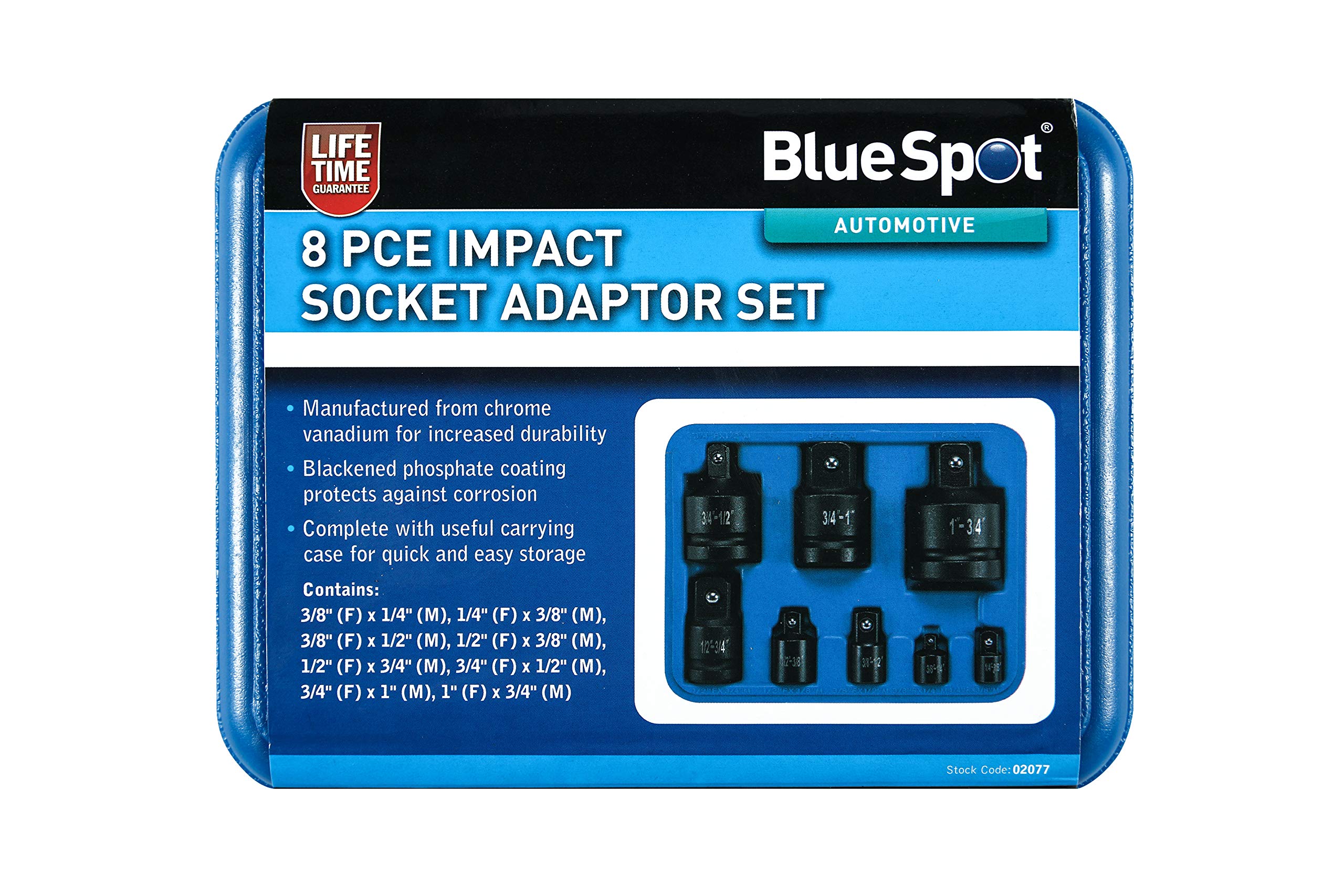 Impact Socket Converter Reducer Adapter Set 1/2"" 1/4"" 3/8"" 3/4"" 1"" 02077