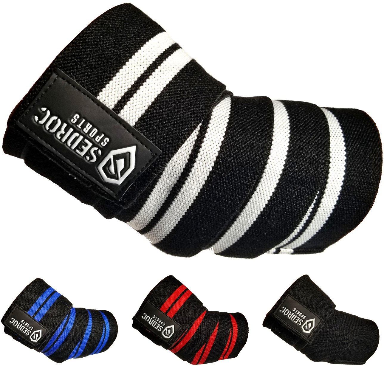 Sedroc Sports Weight Lifting Elbow Wraps Powerlifting Support Sleeves Straps - Pair