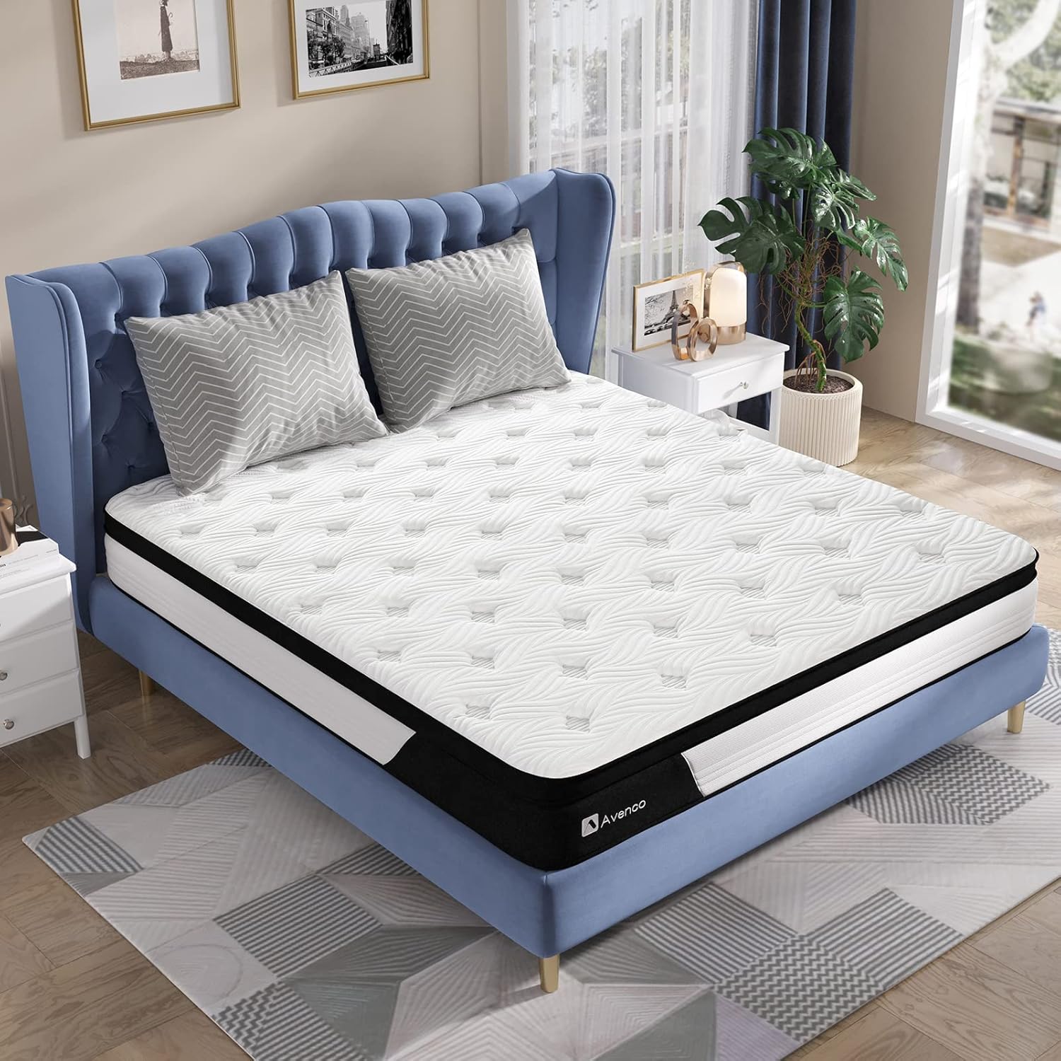 Avenco Queen Mattresses, Medium Firm Hybrid Mattress Queen, 10in Queen Mattress in a
