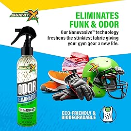 Sweat X Sport Extreme Odor Spray - Multipurpose Deodorizer for Stinky Shoes, Clothes, Sports Equipment & All Fabrics - Concentrated Formula, No Washing Required - Active Fresh Scent - 8 Fl Oz