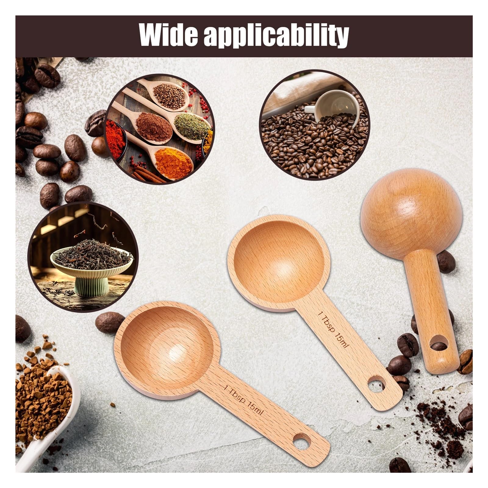 Kaffeelöffel aus Holz, 15 ml, wiederverwendbar, für Tee, Kaffee, Bohnen, Löffel für Büro, Café, Küche, Zubehör, 8 Stück