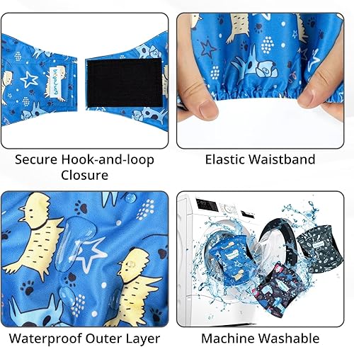 Miniatura 5 de Paw Legend Pañales lavables para perros machos, pañales reutilizables para cachorros y perros machos (paquete de 3, M)