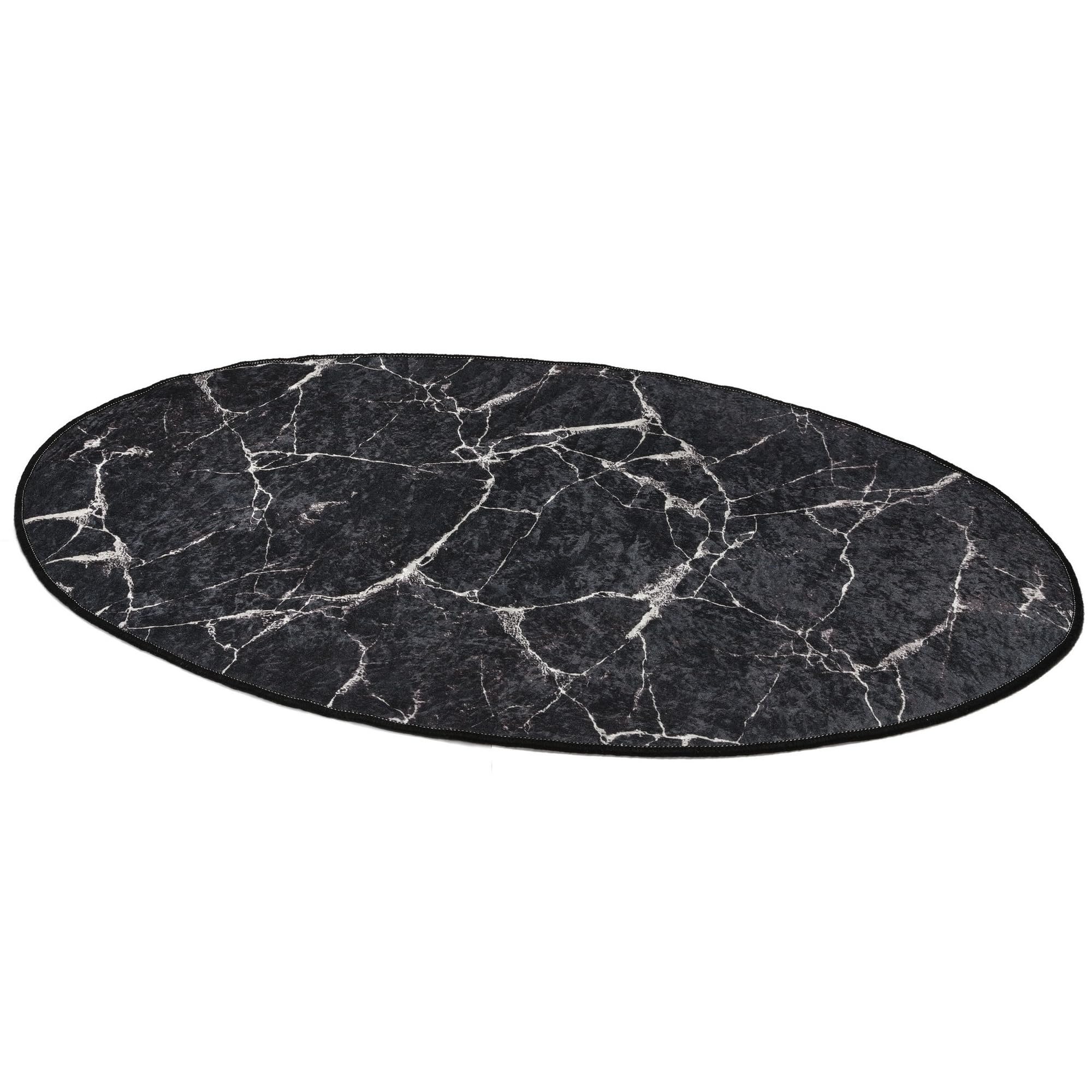 Tapis de salle de bain noir et blanc anti-glisse ultra doux
