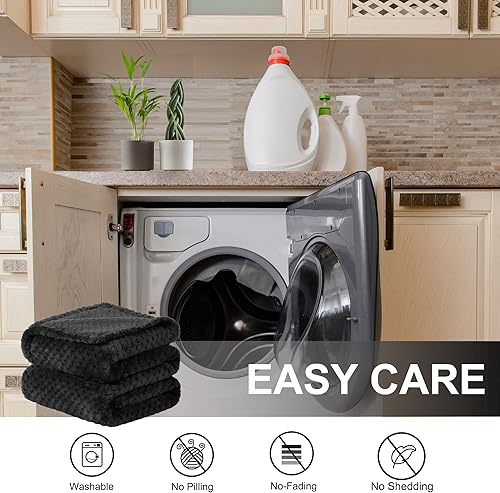 Miniatura 9 de uxcell Mantas de franela de forro polar, manta de microfibra suave y cálida, malla de felpa mullida de 330 GSM, ligeras, decorativas, sólidas, para