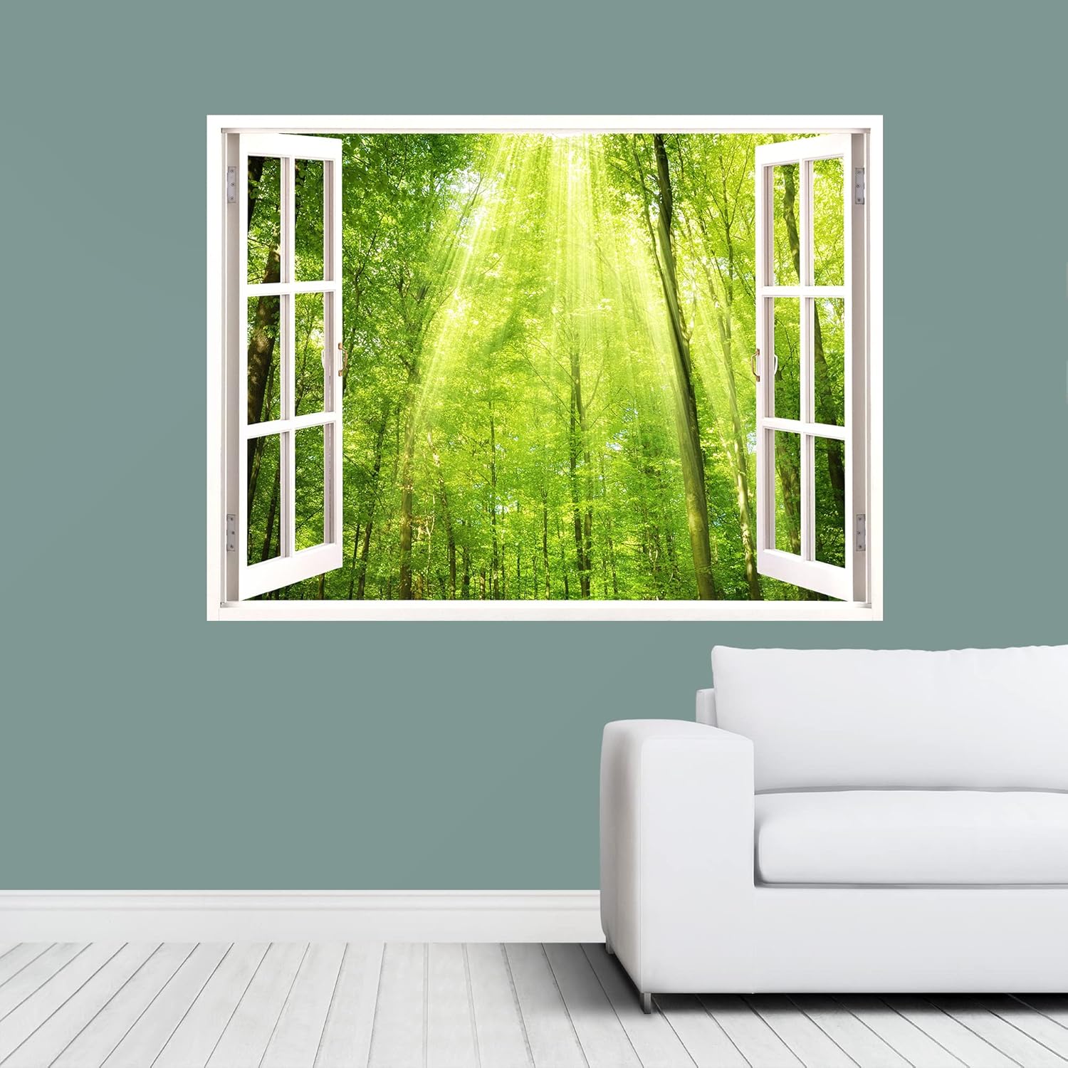 IDEA4WALL Wall Murals for Bedroom Fake Window View Forest Removable Wallpaper Peel and Stick Wall Stickers - 36x48 inches