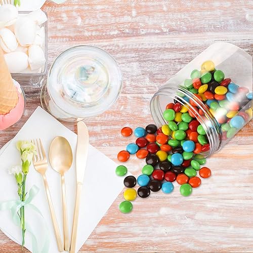 Miniatura 6 de Tosnail Paquete de 16 tarros de plástico transparente de 17 onzas con tapas negras, recipientes redondos a prueba de fugas seguros para alimentos,