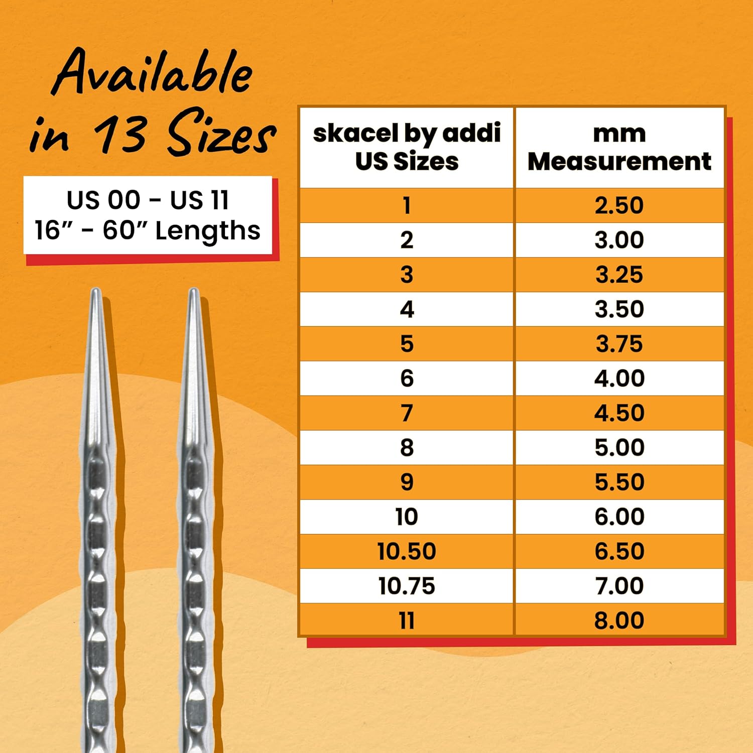 skacel by addi Rocket 2 (Squared) Circular Knitting Needles, Fixed 16 Inch (40 cm) Plated Brass Tips with Flexible Nylon Cord, 4.5 mm (US Size 7)