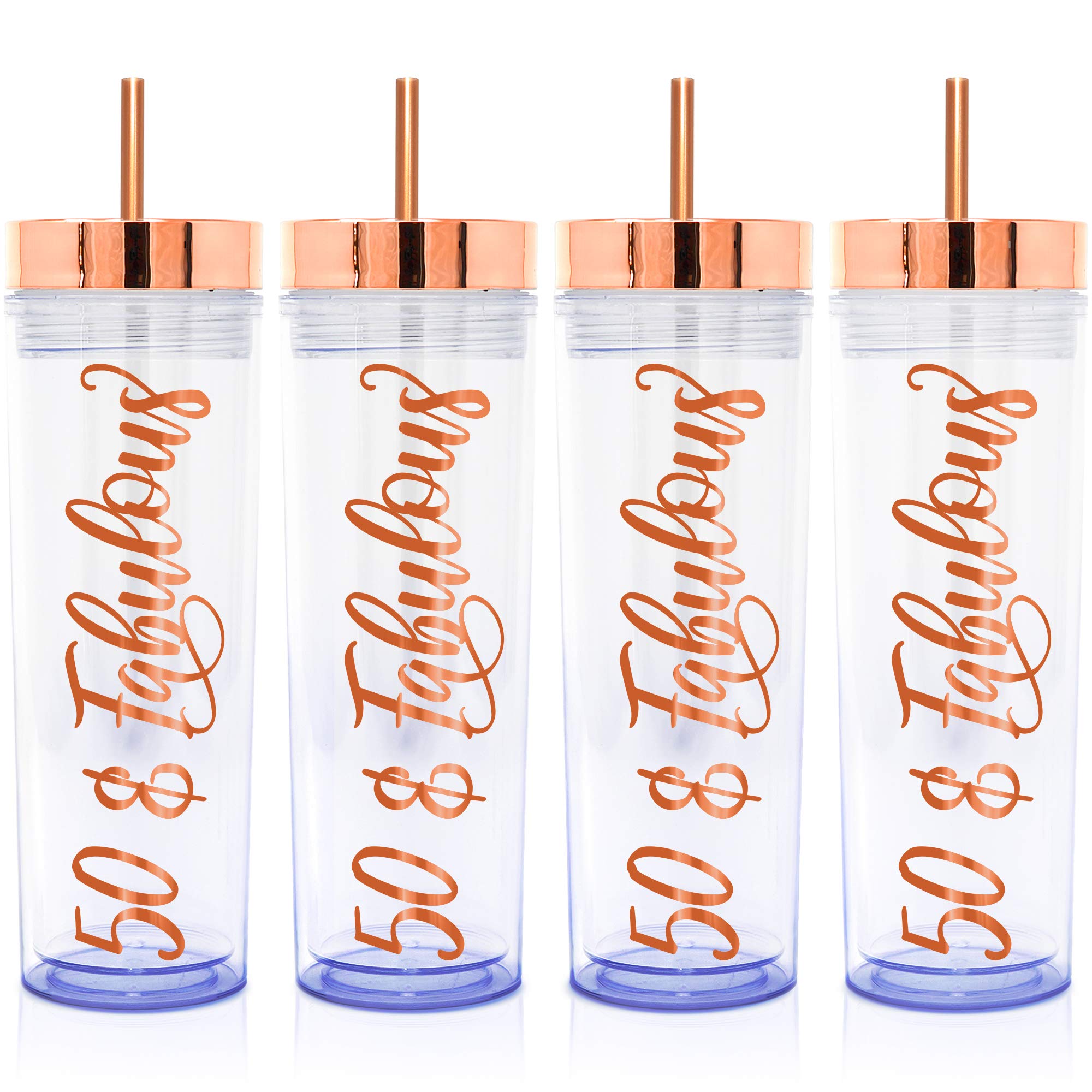 As Seen On FOX, ABC, NBC, CBS NEWS — 4 Pack 16 Oz Acrylic Tumblers 50th Birthday Gifts For Women, 50th Birthday Decorations Women, 50 Year Old Gift Christmas Stocking Stuffers By PARIS PRODUCTS CO