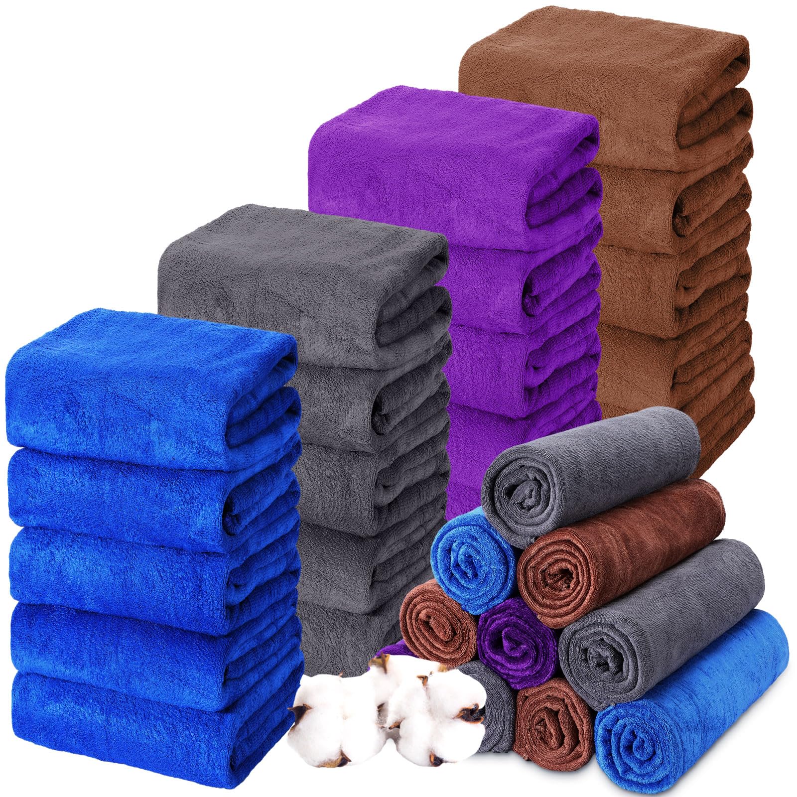 Newwiee 20 Pcs Large Bath Towels Bulk 55" x 28" 300 GSM Extra Absorbent