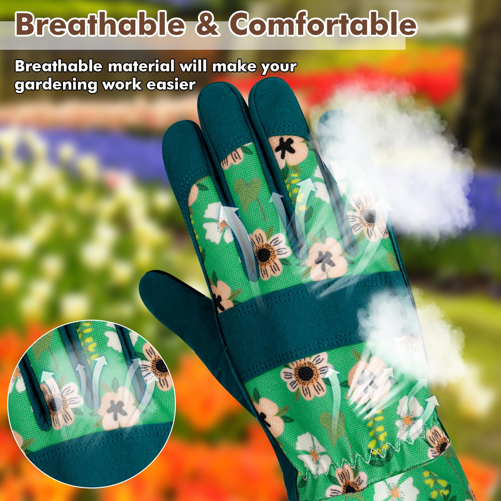 Guanti da Giardino in Pelle per Donne Guanti da Giardino Resistente Pin Touch Screen Guanti da Lavoro Regali M