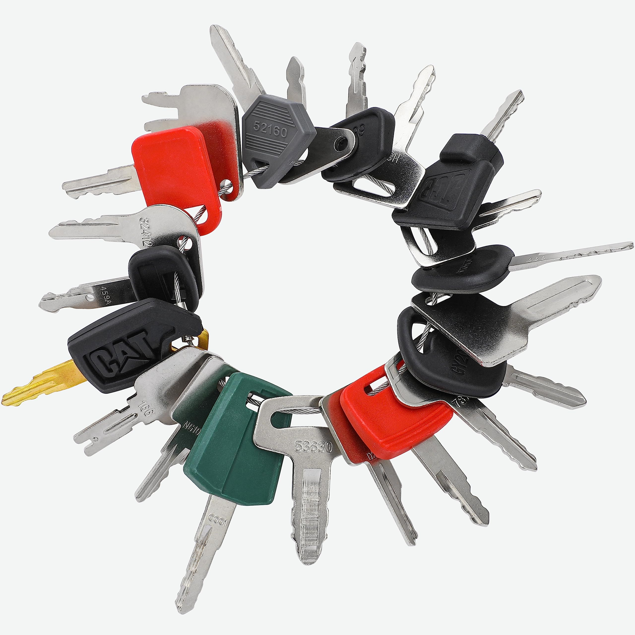 21 Heavy Construction Equipment Key Set fits Cat, JD, Case, Komatsu, Hyster, Kubota, JCB, Bobcat, Daewoo, JLG, Toyota & More, Master Ignition Key for Workers and Opeartors