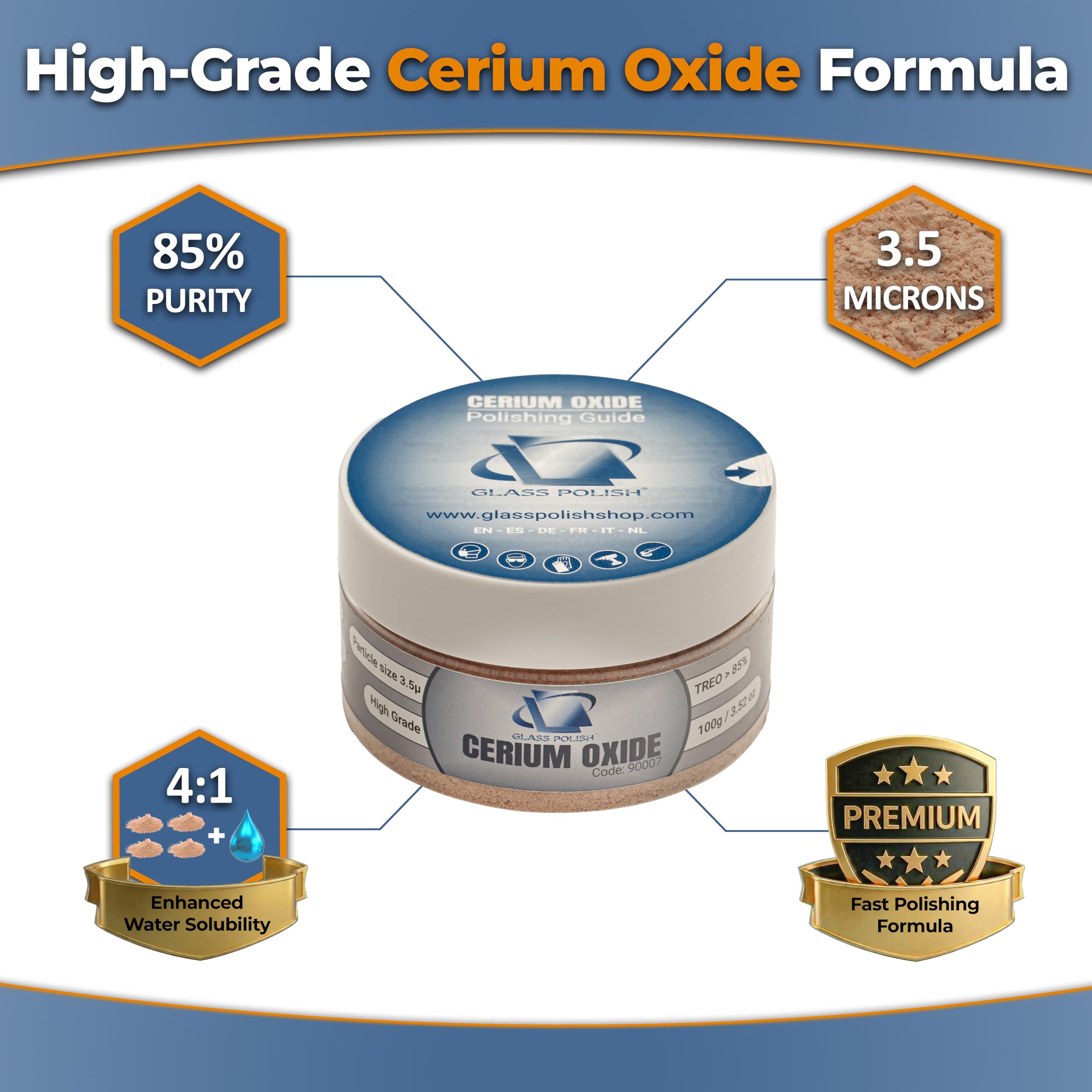 Cerium Oxide Glass Polish - Scratch Removal & Restoration -6 Cerium Oxide Glass Polish - Scratch Removal & Restoration -6