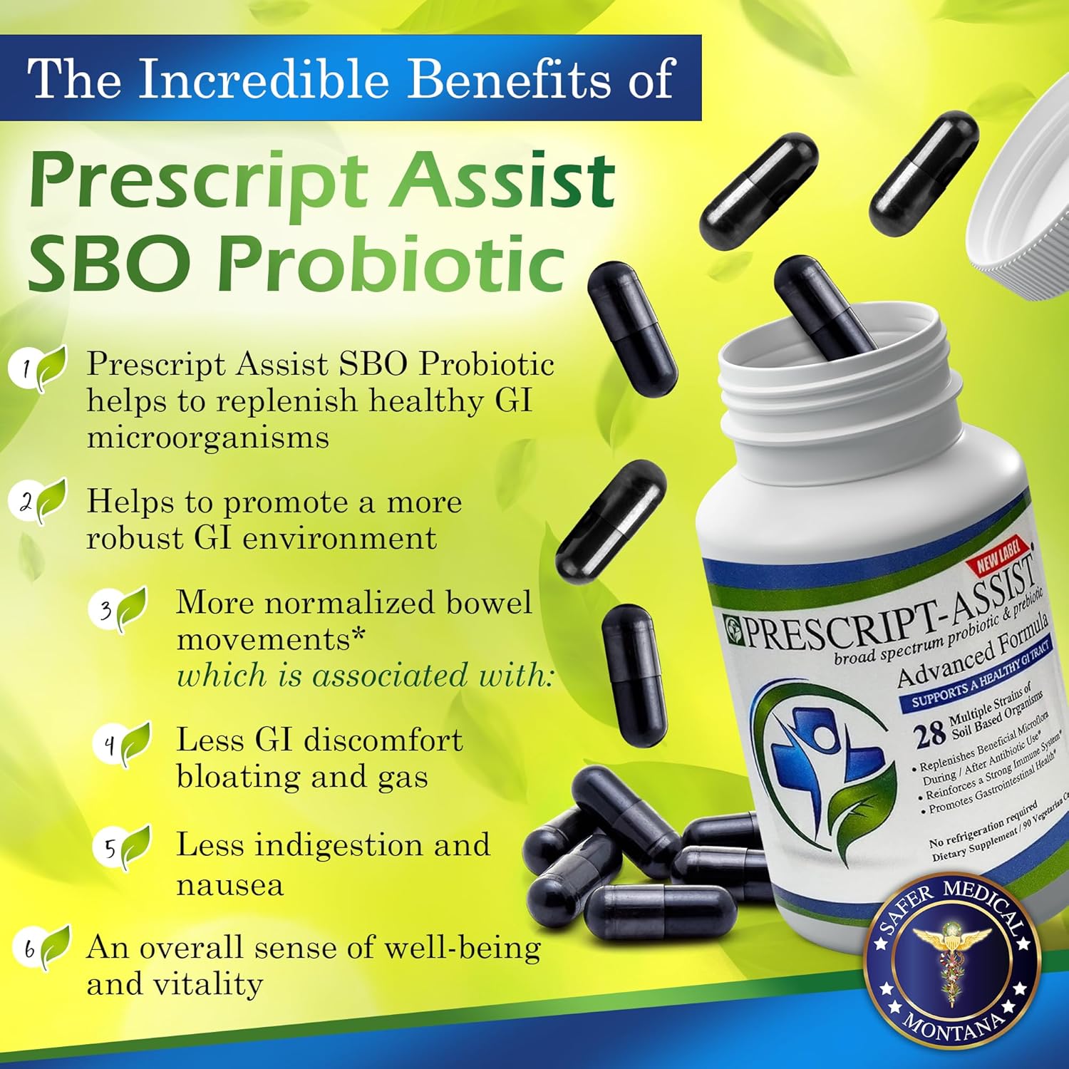 Prescript-Assist Prescipt-Assist Prebiotics & Probiotics for Digestive & Immune Health. 28 Strains Soil-Based Microflora - Vegan, Supports Muscle Recovery & Gut Health, 90 Capsules - Image 3