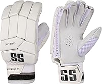 SS Sunridges Cricket Club Lite White Batting Gloves - Adult Size, Right & Left Handed, Premium Protection & Comfort