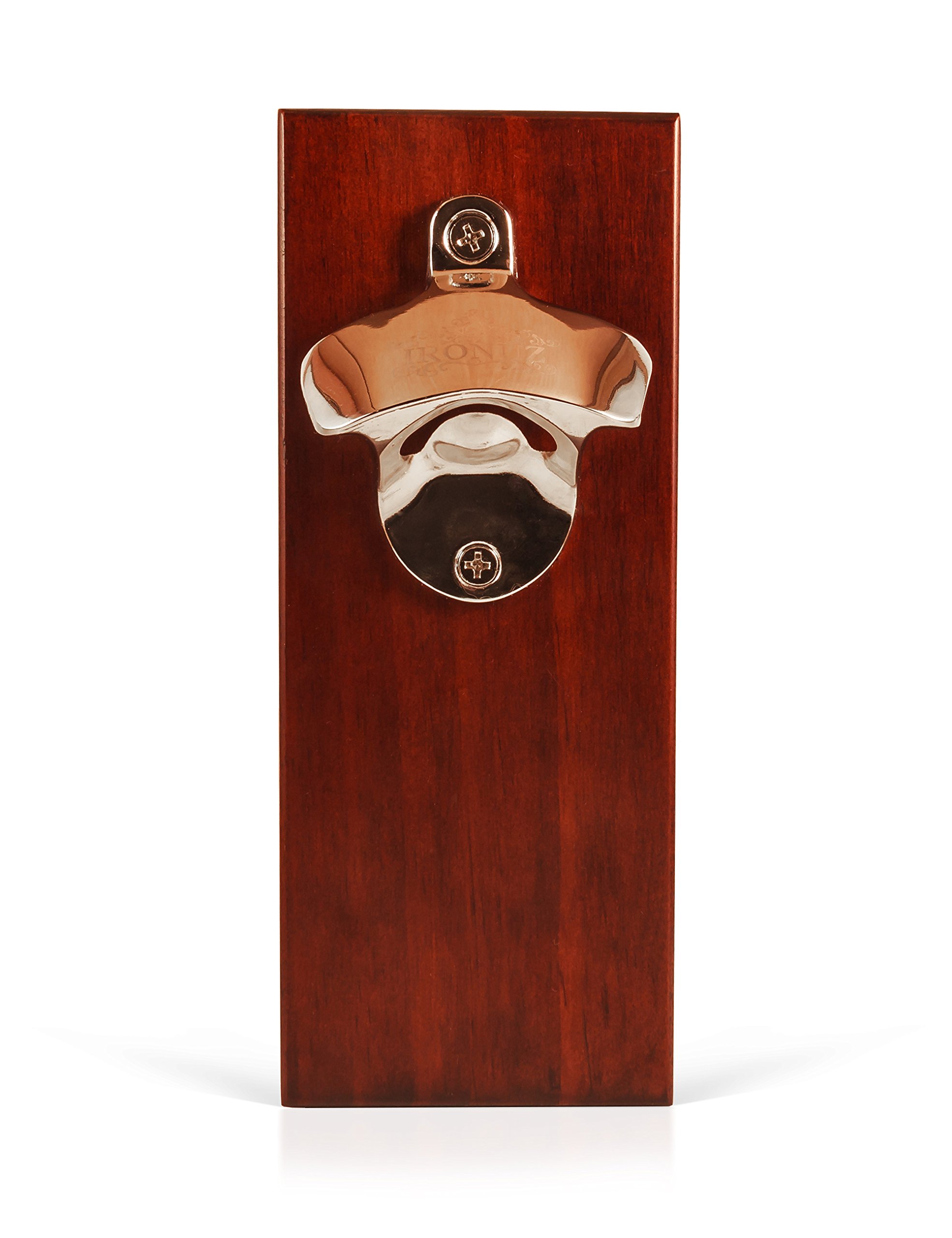 Wall Mounted Bottle Opener With Strong Magnetic Cap Catcher, Fridge Magnet, Cool Beer Opener, Solid Wood. A Perfect Gift For Men