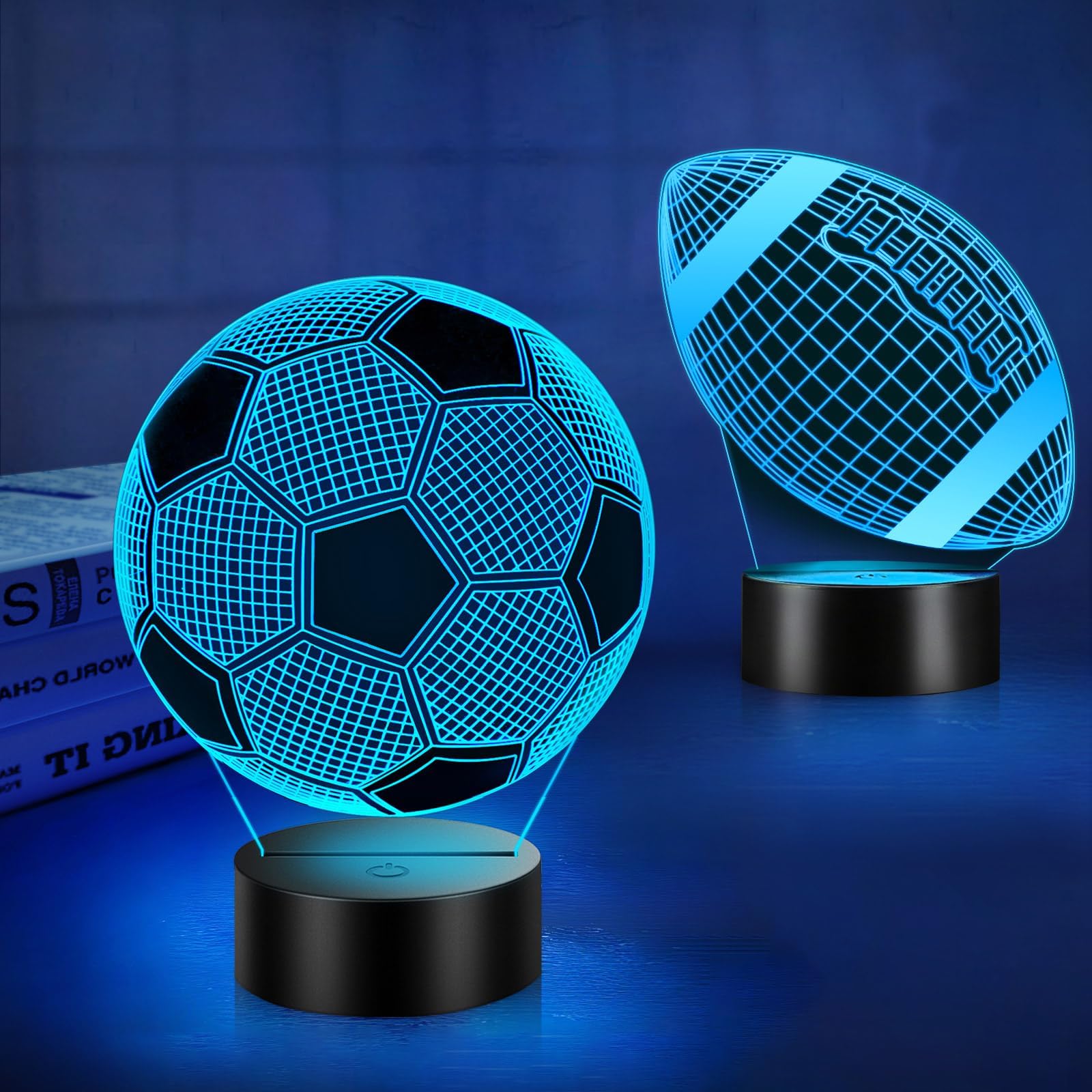 LinkaxSoccer Football Gifts for Kids Boys Girls, Birthday Gifts for Boys Sport Fan, Toys for Ages 8-13, Light Up Football Soccer Ball 3D Illusion Night Light with 16 Color Changing