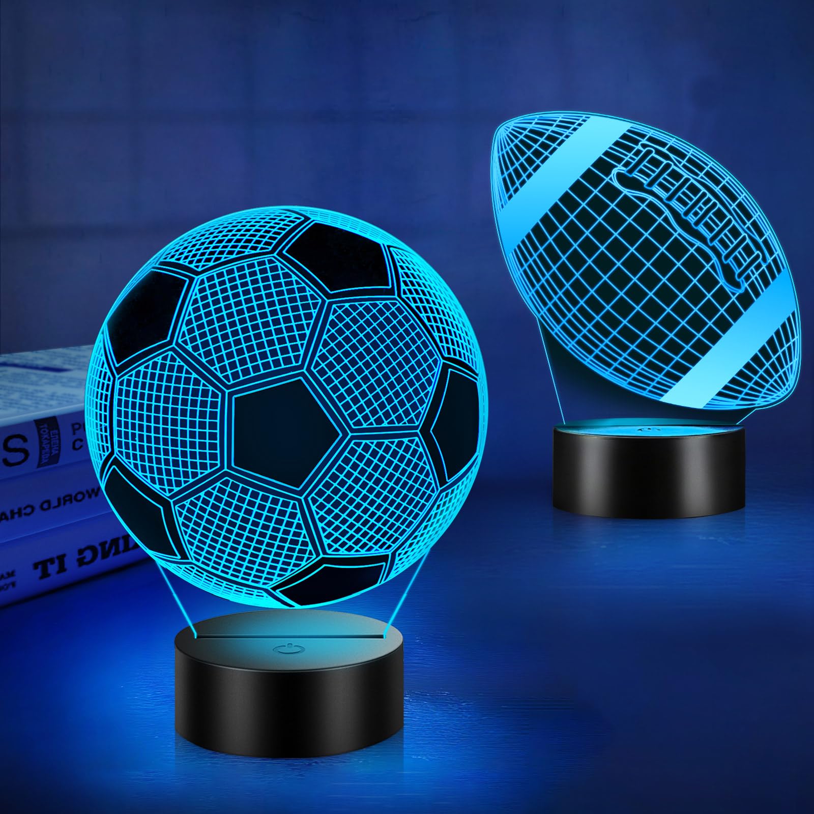 LinkaxSoccer Football Gifts for Kids Boys Girls, Birthday Gifts for Boys Sport Fan, Toys for Ages 8-13, Light Up Football Soccer Ball 3D Illusion Night Light with 16 Color Changing