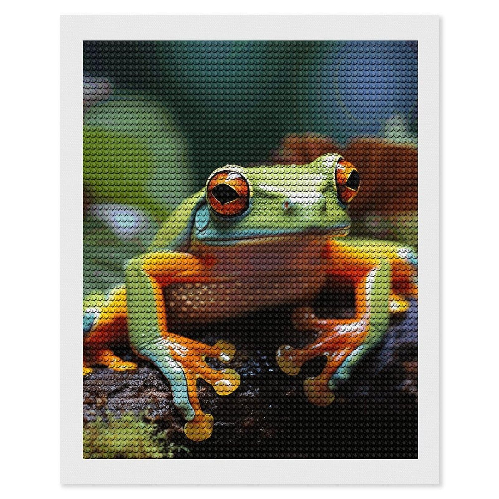 Lovely Tree Frogs Diamond Art Painting Kits DIY 5D Diamond Painting Kit for Adults Round Full Drill Diamonds Dots Painting for Beginner Gem Art Craft Home Office Decor 16"x20"