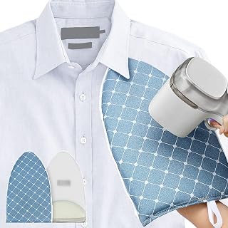 Garment Steamer Ironing Glove with Finger Loop Anti Steam Glove Heat Resistant Small Ironing Board for Handheld Steamer, Waterproof Ironing Mitt , Garment Steamer Accessories(Blue, Plaid)