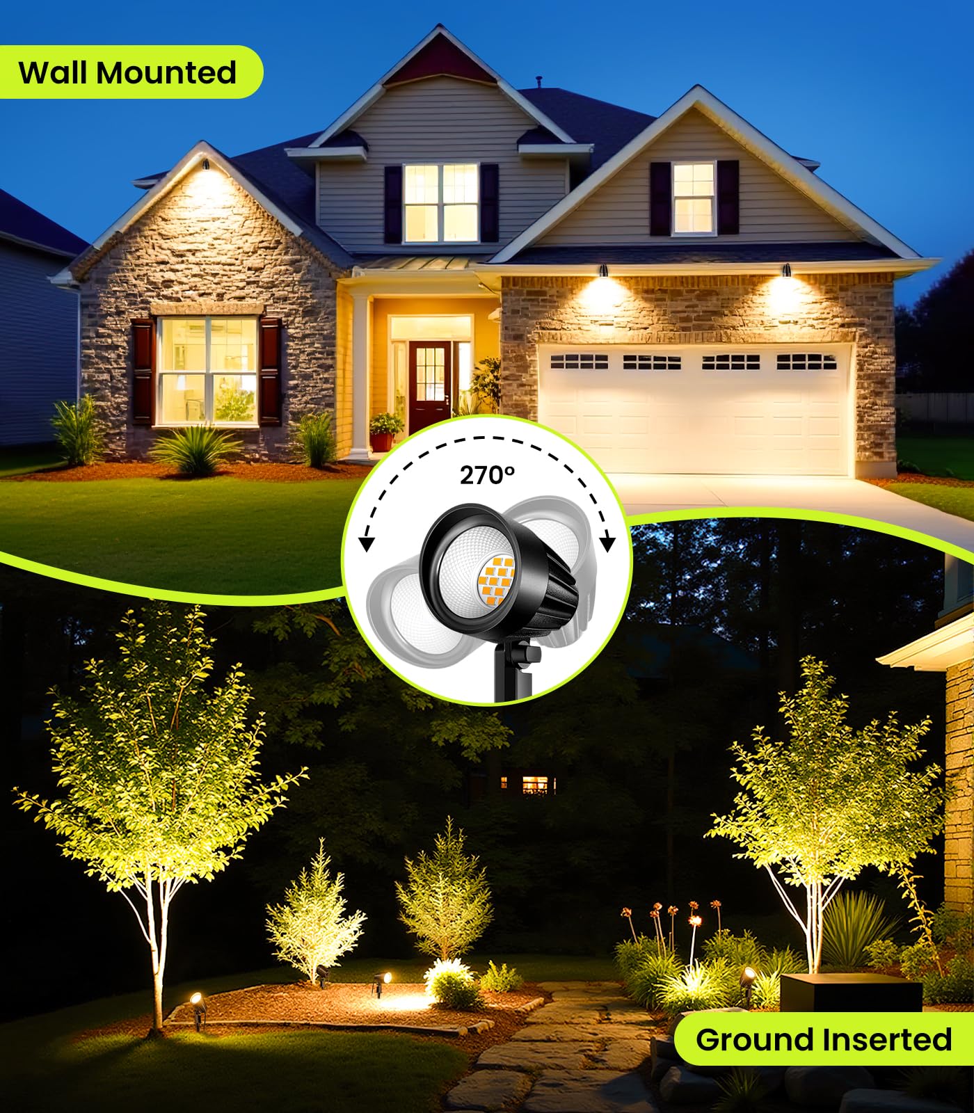 CLV Faretti Da Giardino Con Picchetto 9W 680LM Faretto Led Da Esterno 2700K | Bianca Calda Lampade Da Esterno Alluminio Luci Da Giardino Da Terra IP66 Impermeabile Per Cortile Alberi Sentieri Patio