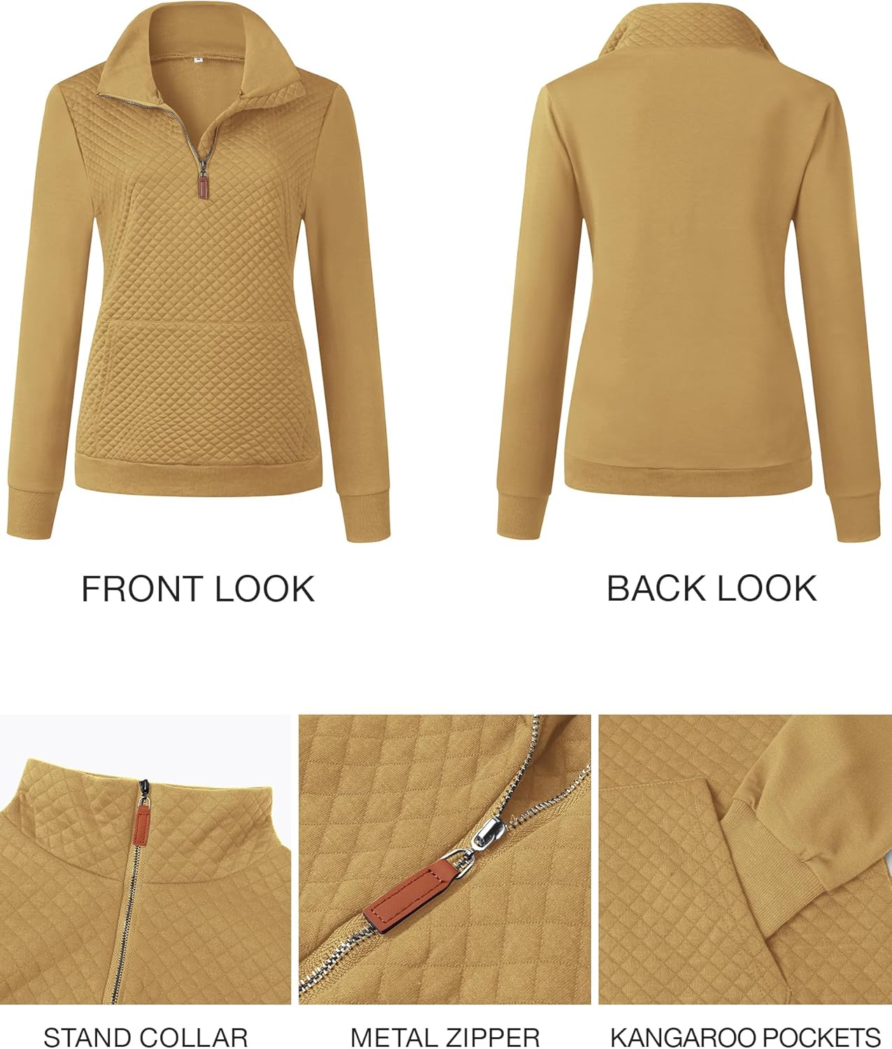 BTFBM Women Fashion Quilted Pattern Lightweight Zipper Long Sleeve Plain Casual Ladies Sweatshirts Pullovers Shirts Tops - Image 5