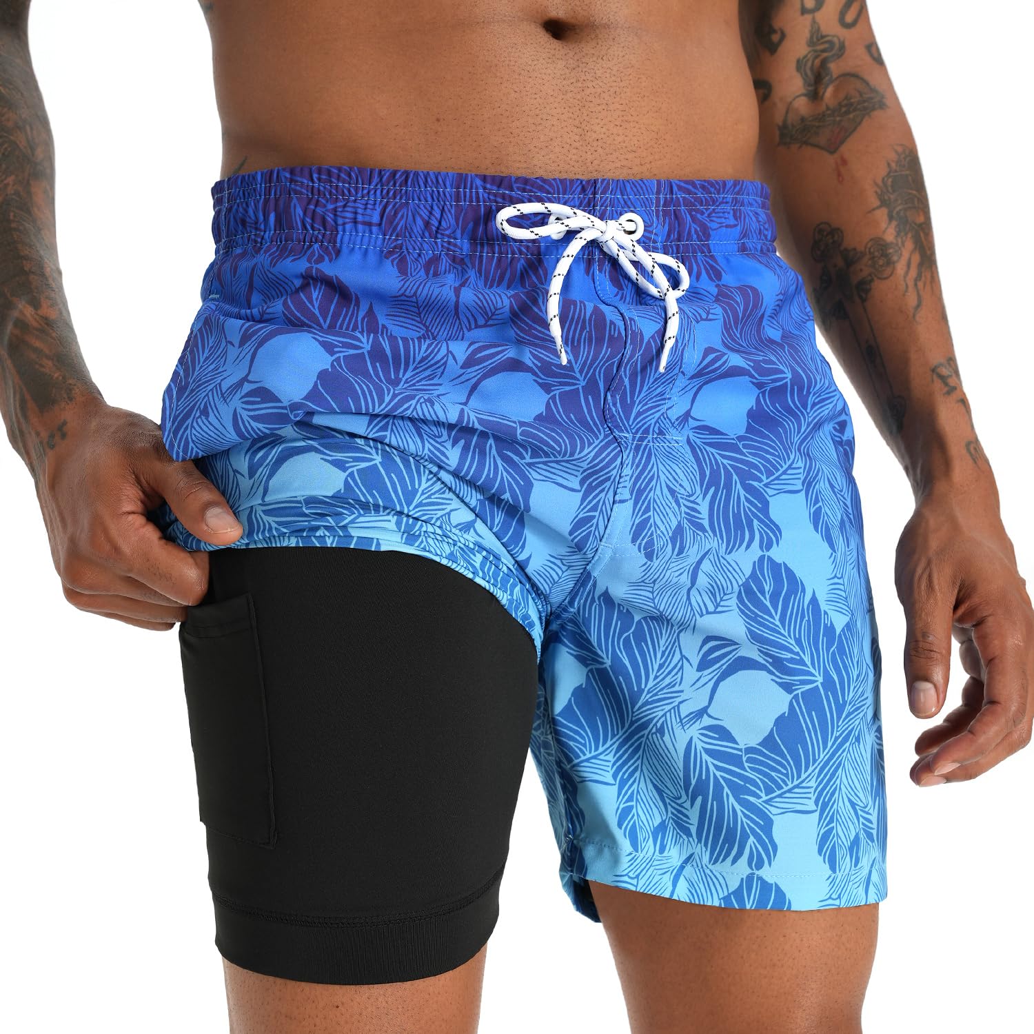 Sponsored Ad – Swim Shorts Men Swim Trunks 2 in 1 Compression Liner Quick Dry Swimming Board Beach Shorts