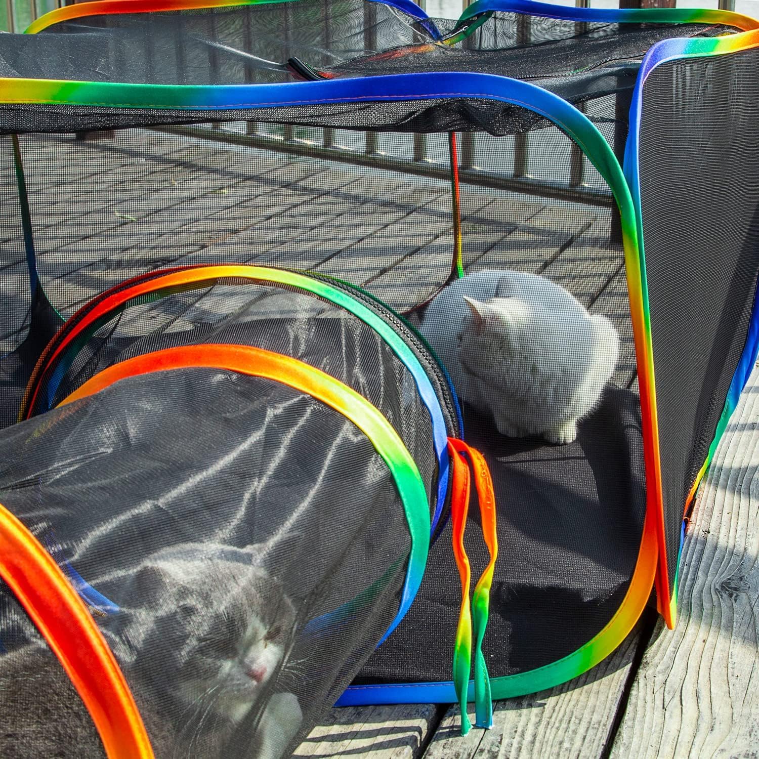 Grande Tunnel per Animali Domestici Pieghevole da Esterno - Tenda Portatile per Gatti, Conigli, Cuccioli con Recinzioni
