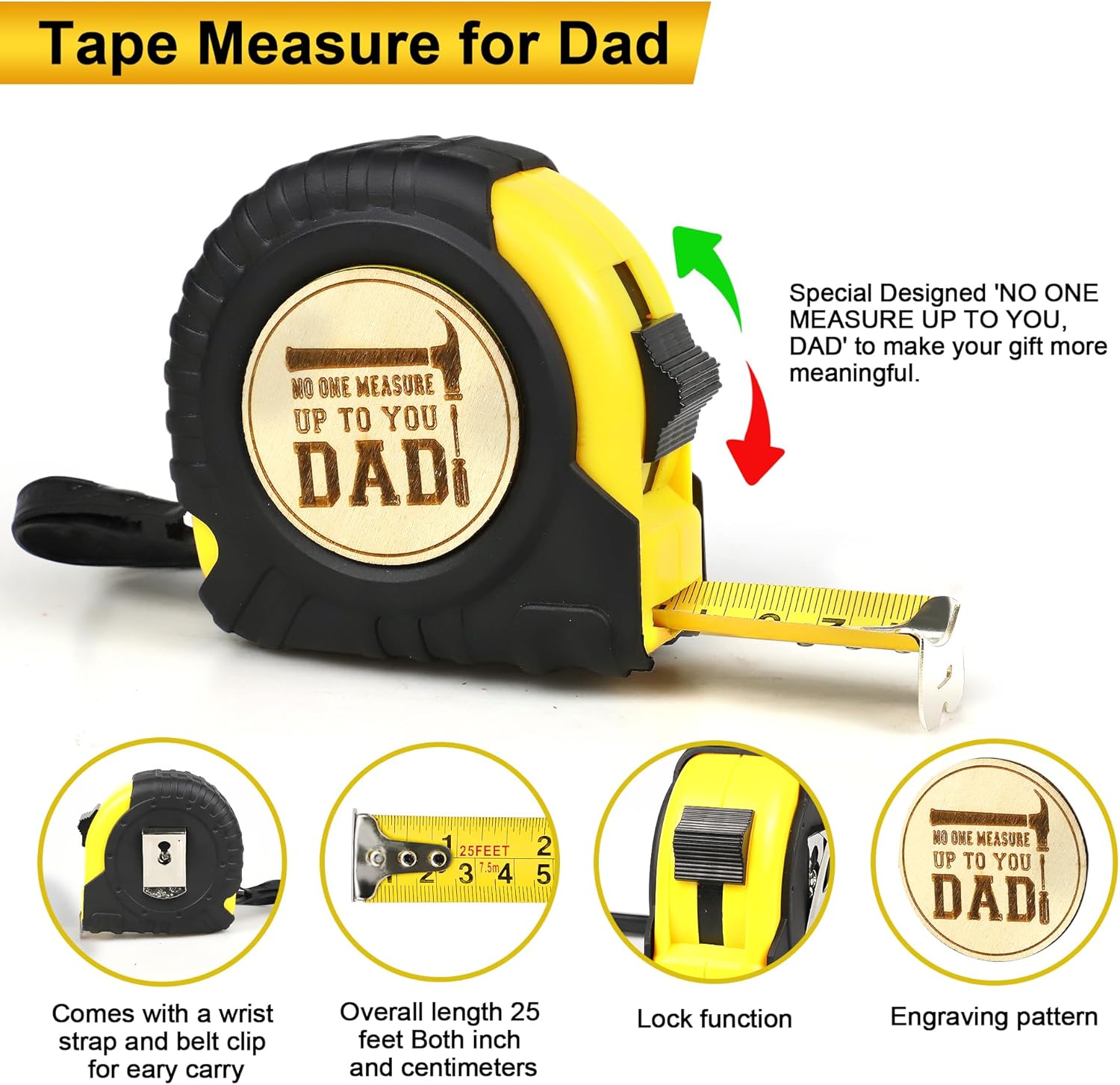 Tifeson 8PCS Christmas Father Gifts, Gifts for Dad from Daughter Son Kids Wife Includes Tumbler, Tape Measure, Socks, Card for Fathers Day, Dad Christmas Birthday Gift - Image 4