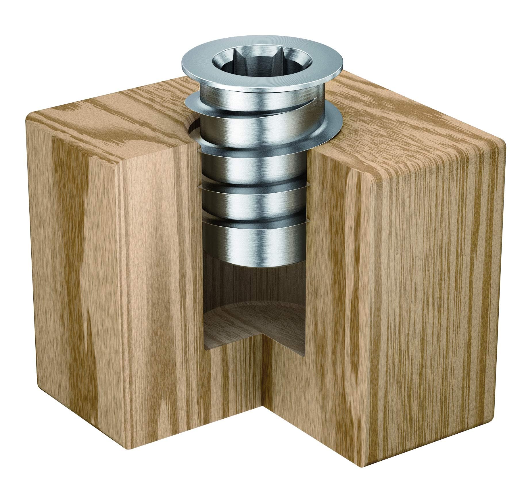 Made in DE Threaded Steel Insert (50 pcs.) with hex Drive and Sealing Collar M6 Internal Thread (d), 12mm Diameter (D) X 12mm Length (L) Works Best in All Wood Materials and substrates