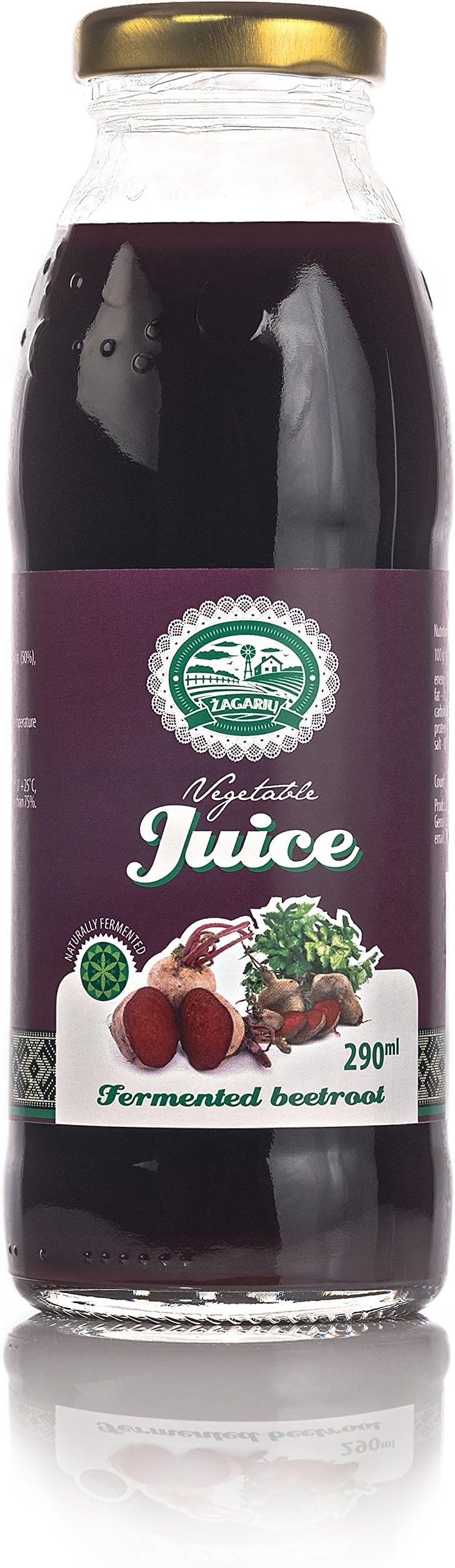Naturally Fermented Beetroot Juice 15 x 290ml by ZAGARIU Vegetable Juice (Pack of 15)