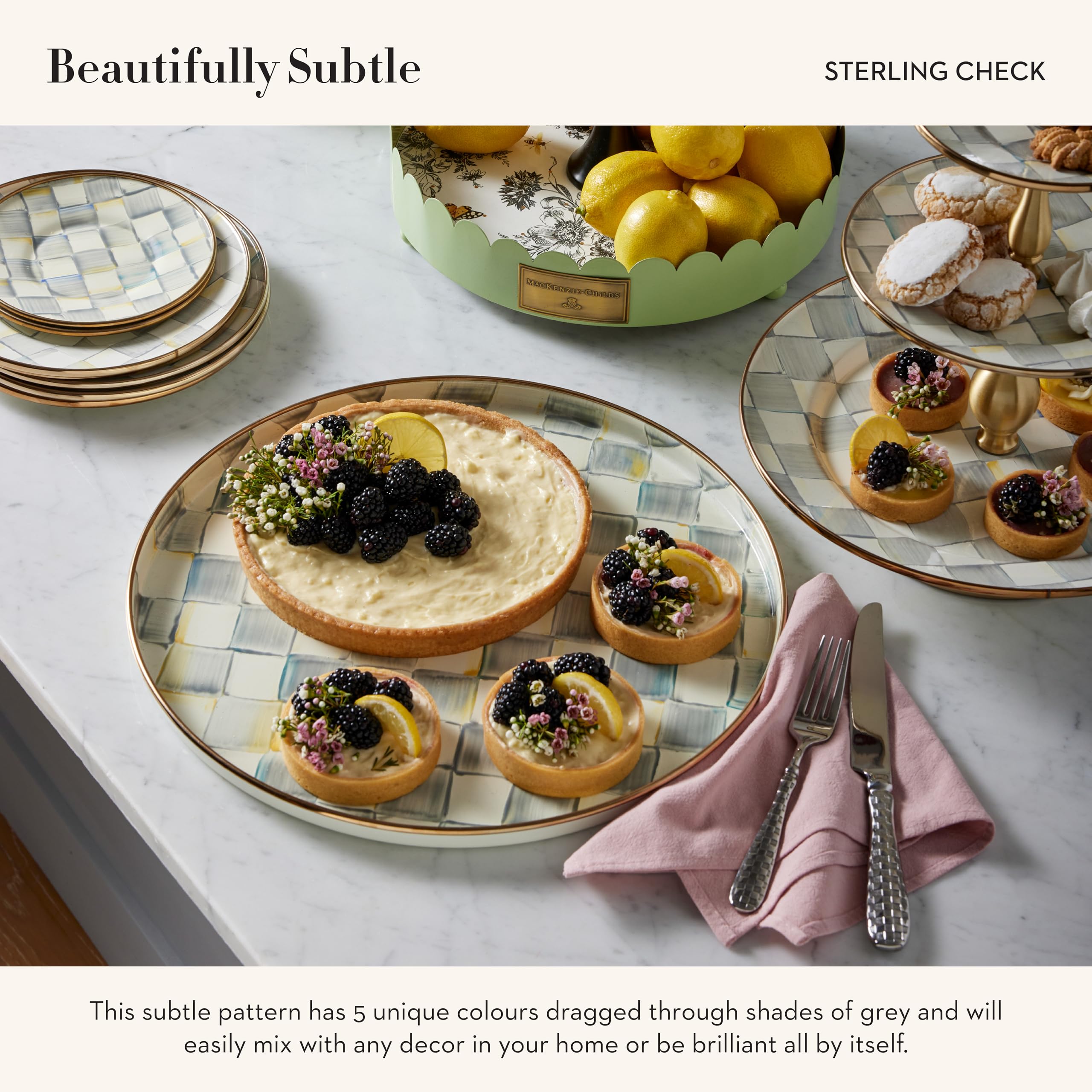 MACKENZIE-CHILDS Enamel Round Tray, Unique Serving Platter for