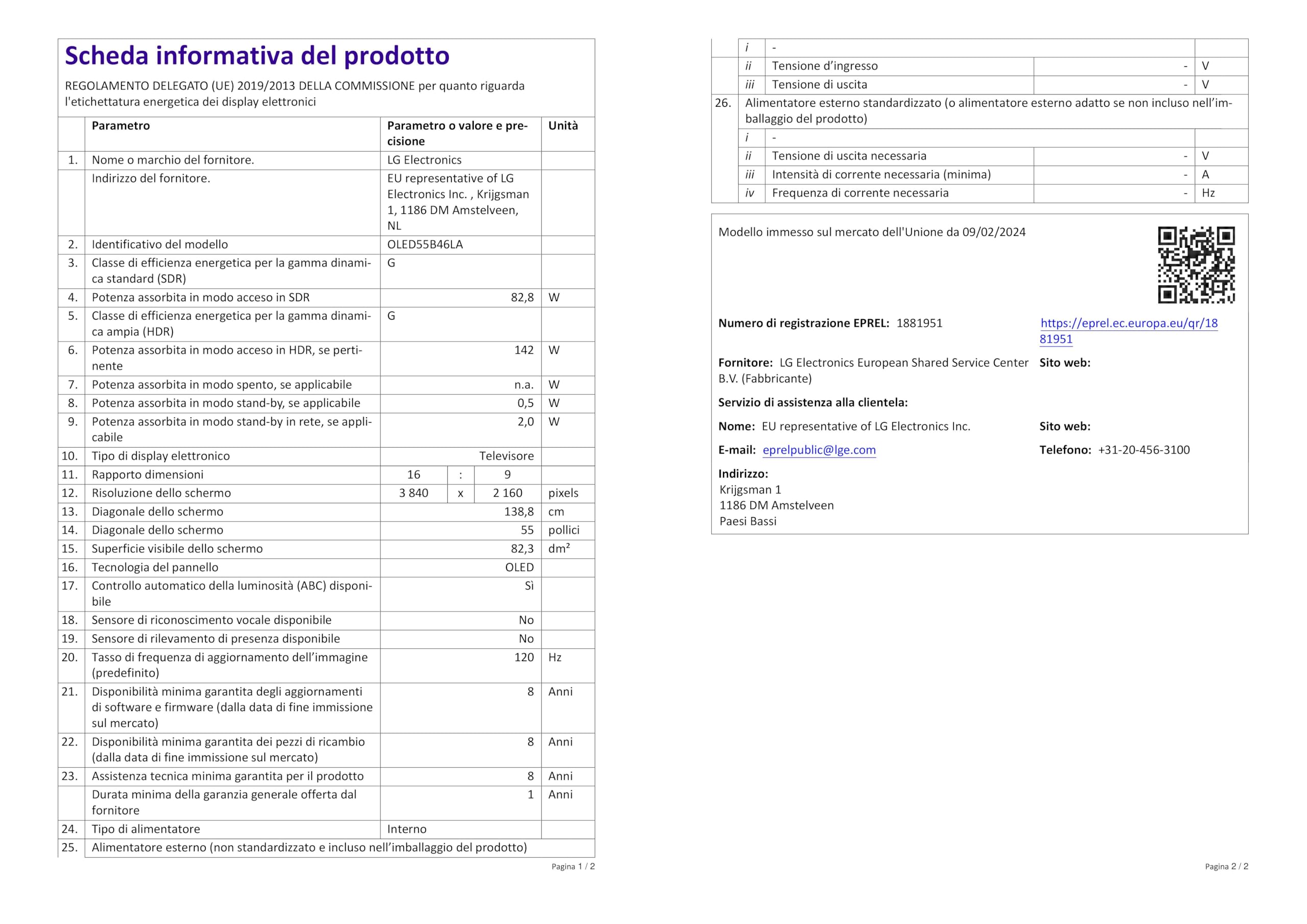 LG OLED evo 48'', Serie C4 2024, OLED48C46LA, Smart TV 4K, Processore ...