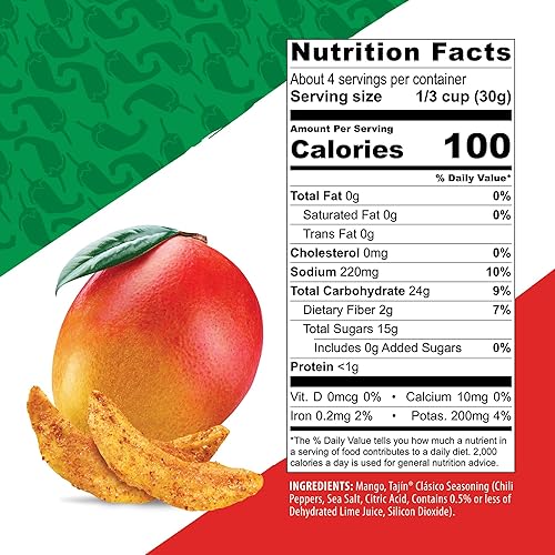 Miniatura 3 de Nutrissimo Mango con tajín bocadillo de frutas secas sin azúcar añadido aperitivos veganos y sin gluten bolsa de 4 onzas