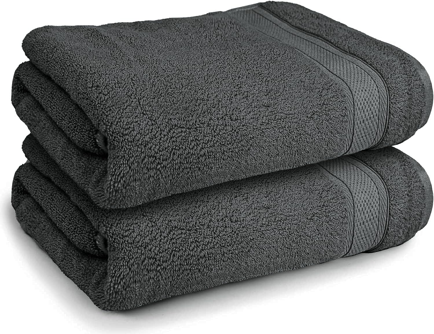 TEXTILESY Pack of 2 Large Bath Sheet Towel Set- 75 x 150 cm-500 cm-100% Cotton Bath Sheet Towels Quick Dry & Absorbent (Cotton, Charcoal Grey)