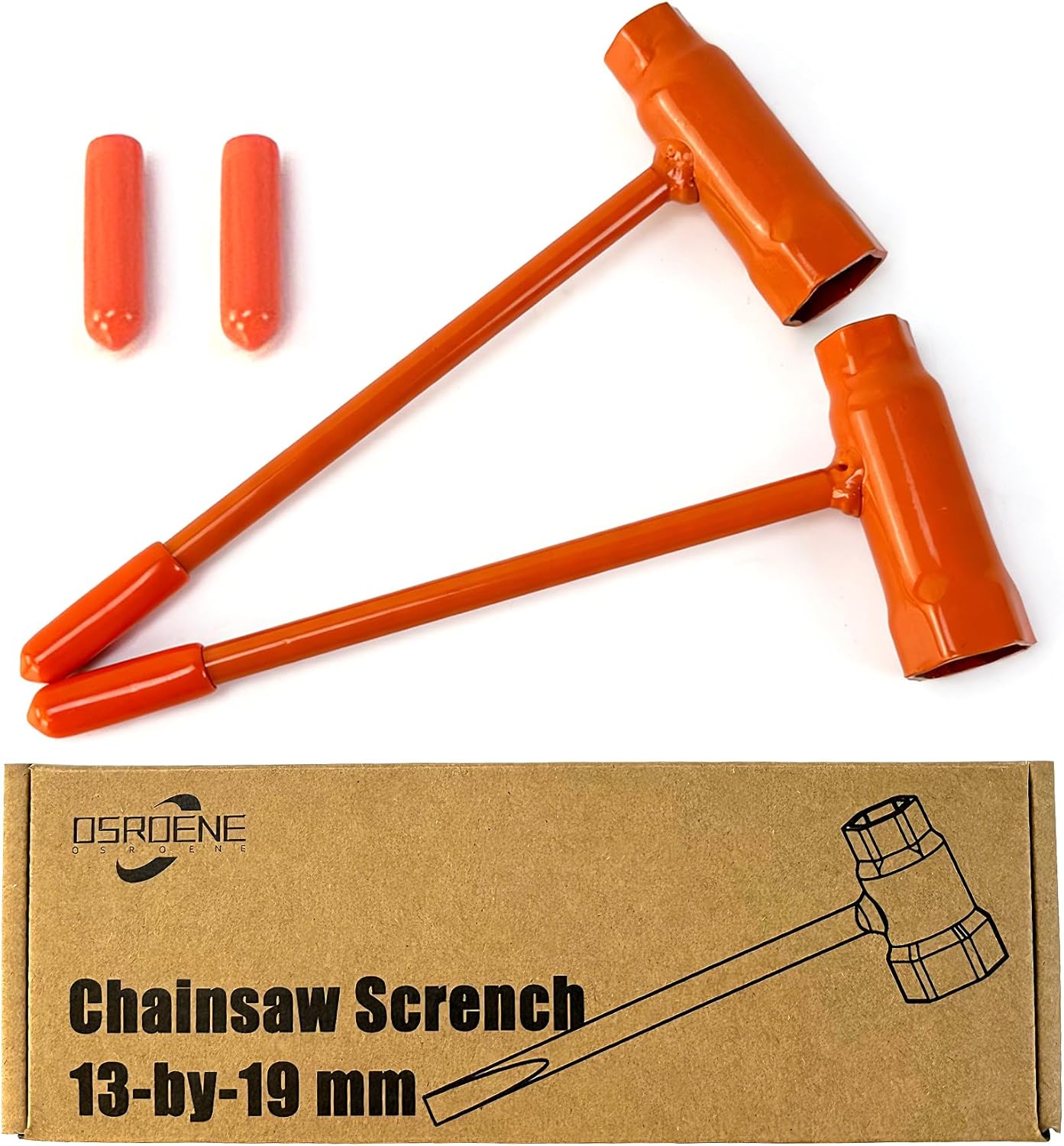 Chainsaw Wrench, 6 Pack Orange Chainsaw Tool Compatible with Stihl Husqvarna, Chain Saw Scrench, 13 by 19mm 1/2x3/4 T-Wrench Spanner Tool