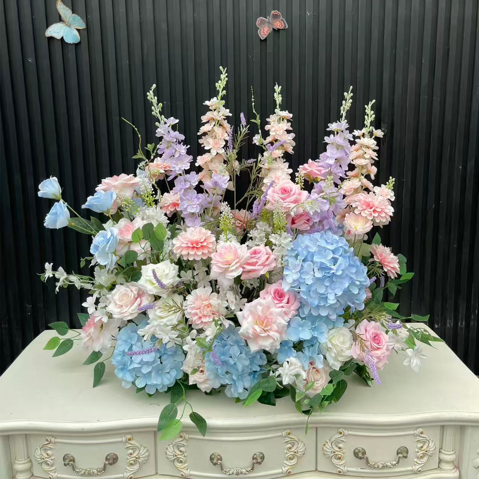 Pastel Pink Blue Purple Artificial Flower Arrangement, Wedding Home Decor (Floor Flower,60cm)