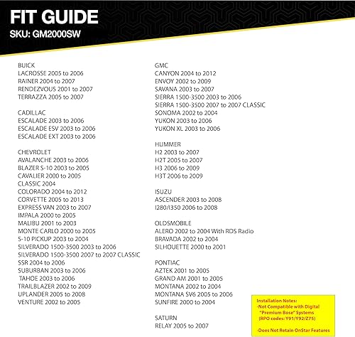 Miniatura 5 de Scosche GM2000SWF - Adaptador de interfaz de repuesto estéreo de fábrica, compatible con vehículos GM seleccionados 2000-2013, arnés de cableado de