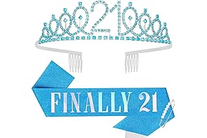 Sophisticated 21st Birthday Crown and Sash Set in Royal Blue: A Regal Celebration