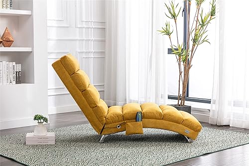 Miniatura 7 de Chaise Lounge de lino para interiores con función de masaje eléctrico, moderna silla reclinable para oficina, sala de estar o dormitorio (lino Lino