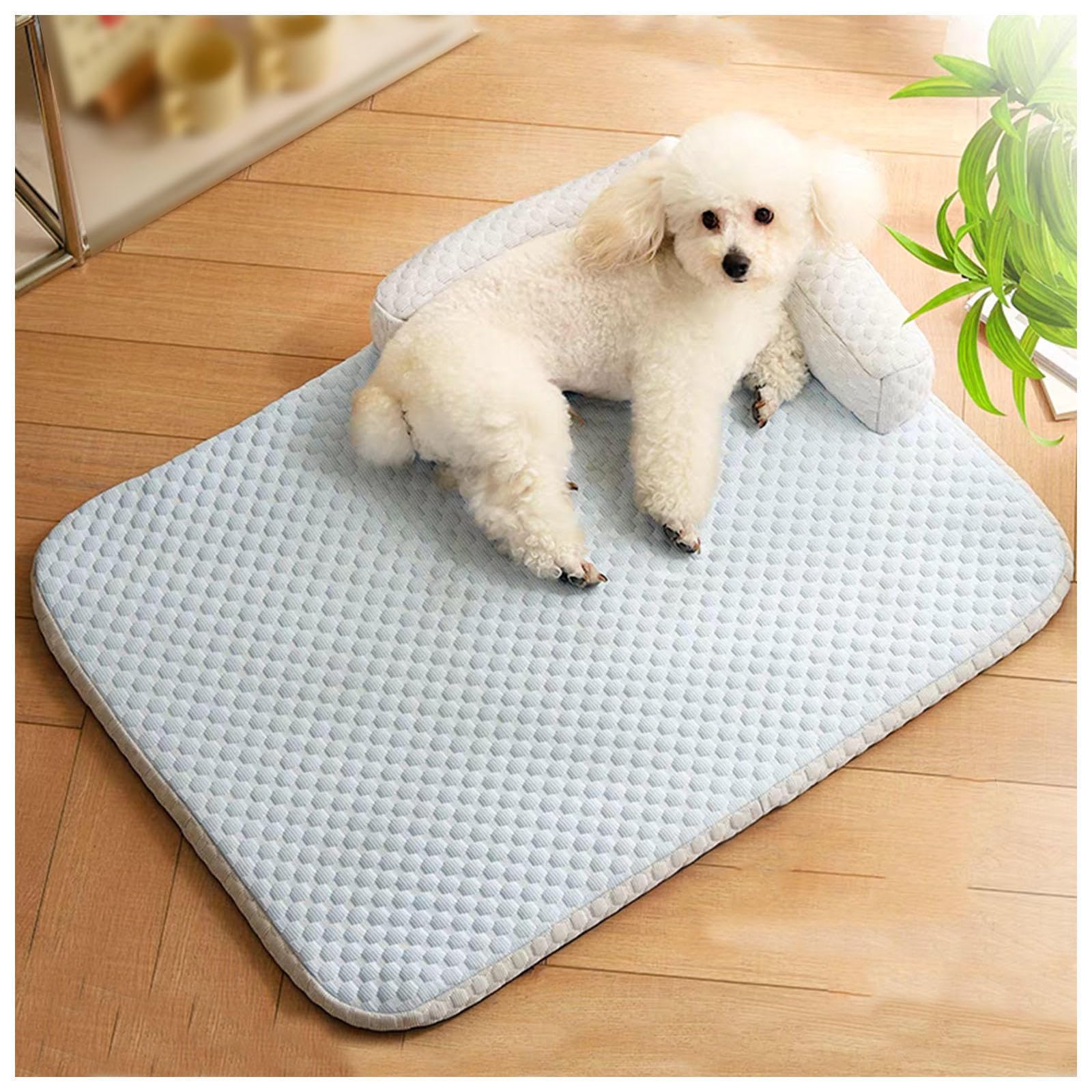 Tappeto Refrigerante per Cani Morbida Lavabile,Bordi Rialzati,Fondo Antiscivolo Tappetino Refrigerante per Gatto per L'Estate per Il Raffreddamento degli Animali,Blue-XL