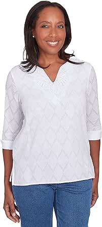 Alfred Dunner El Paso Womens Plus Crew Neck 3/4 Sleeve T-Shirt