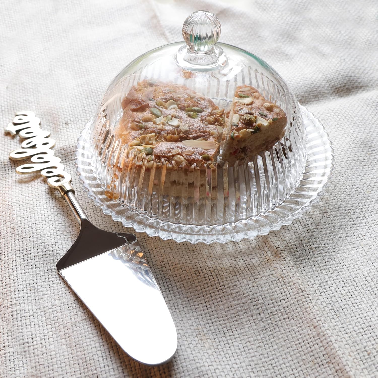 ZXORC Premium Glass Cake Stand with Dome | Elegant Transparent