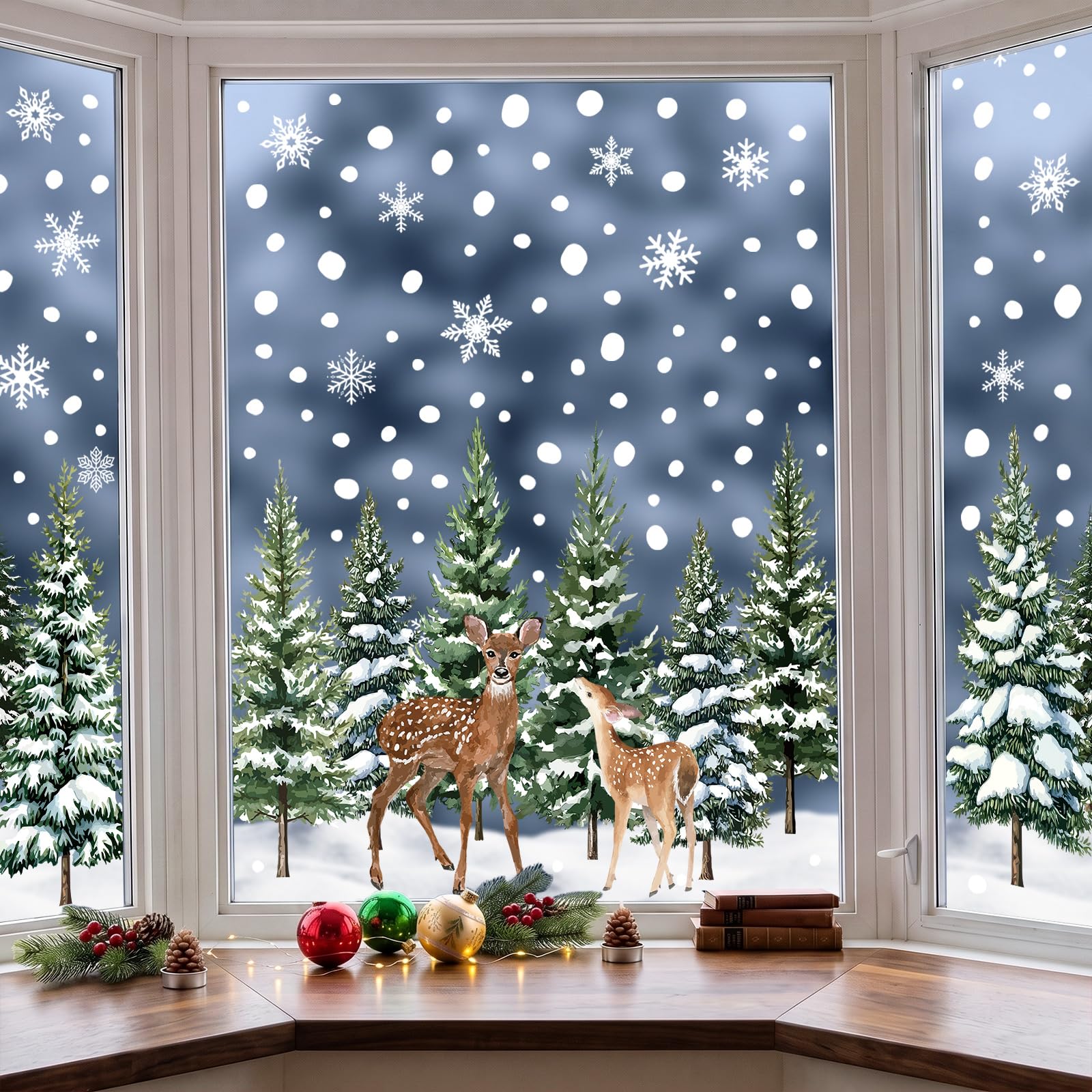 Heekpek 253 pcs Christmas Window Clings