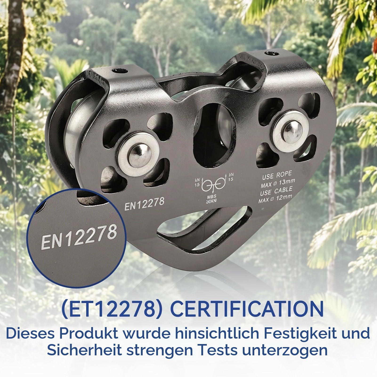 Zipline -Riemenscheibe, Klettern Zip -Linie -Riemenscheibe, Zipline -Schwenkriemenscheiben Klettern Aluminium mit Tandemgeschwindigkeit Doppelwagen für Bergsteiger