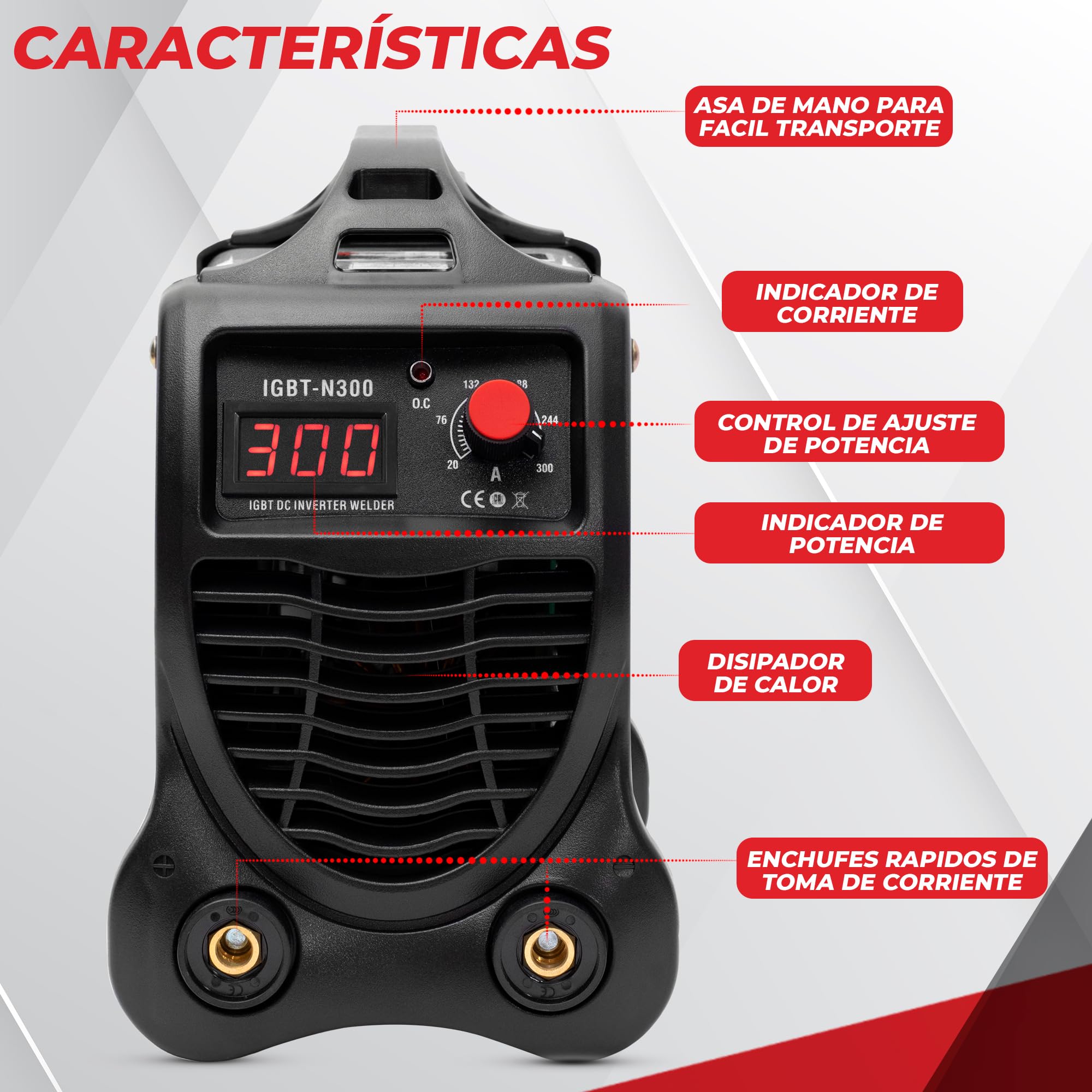 LINEA Soldador Inverter profesional 300A, Maquina de Soldar Electrodo | con GUANTES DE SOLDAR, Soldador Electrodo, Grupo de Soldar IGBT, Soldadora Inverter Soldadura