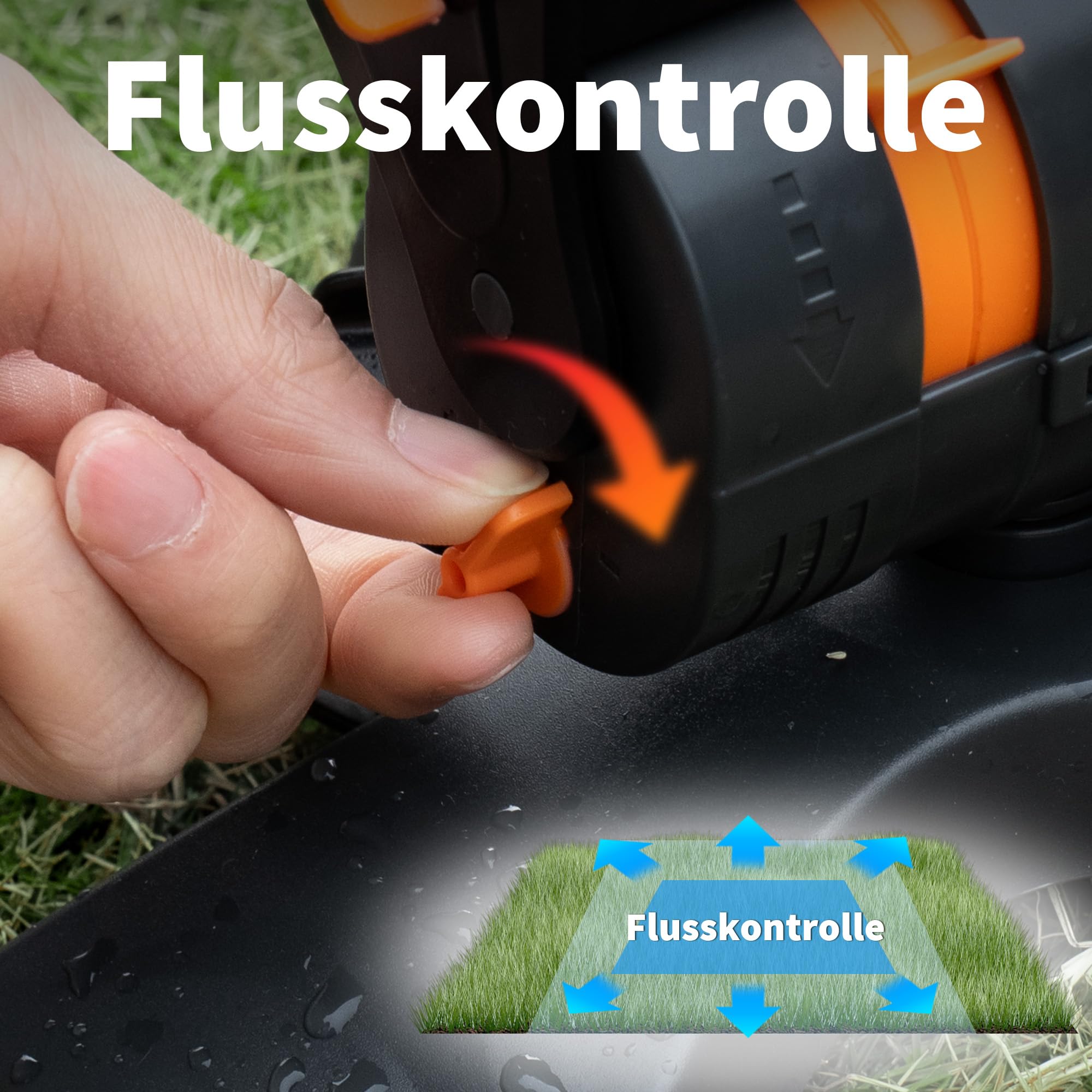 Diivoo Mini Turbo Oszillierender Rasensprenger 16 Düsen, Gartensprinkler mit Schnellanschluss und Großer Basis, Wassersprinkler Einstellbare Breite, Reichweite und Durchflussrate, Grau